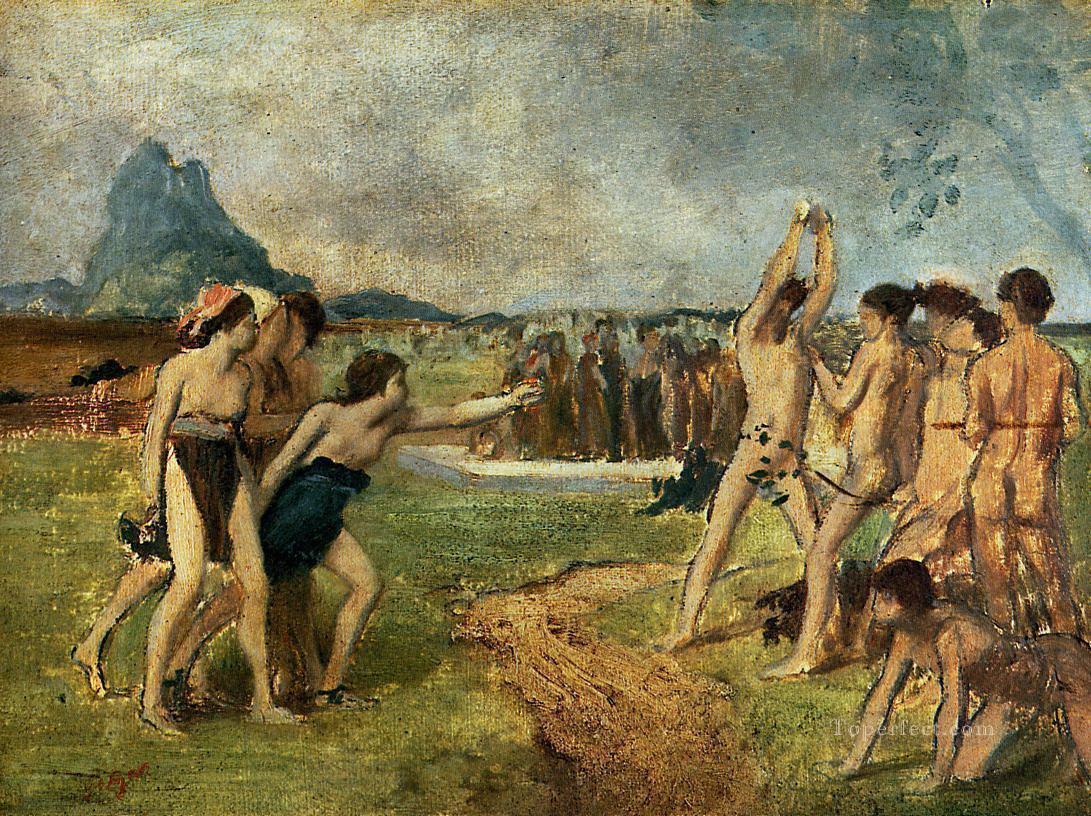 young spartans exercising 1860 1 Edgar Degas Oil Paintings